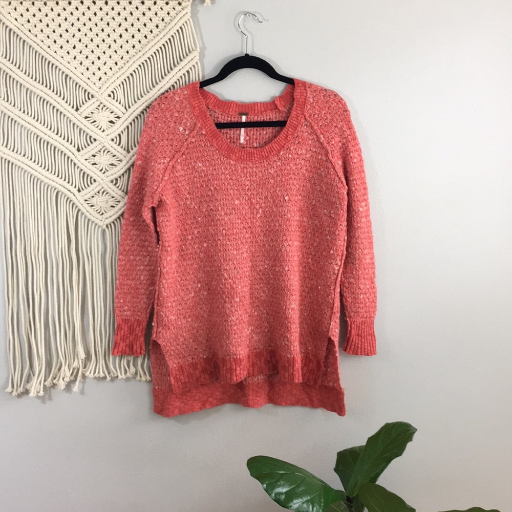 Free People oversized knit coral sweater XS